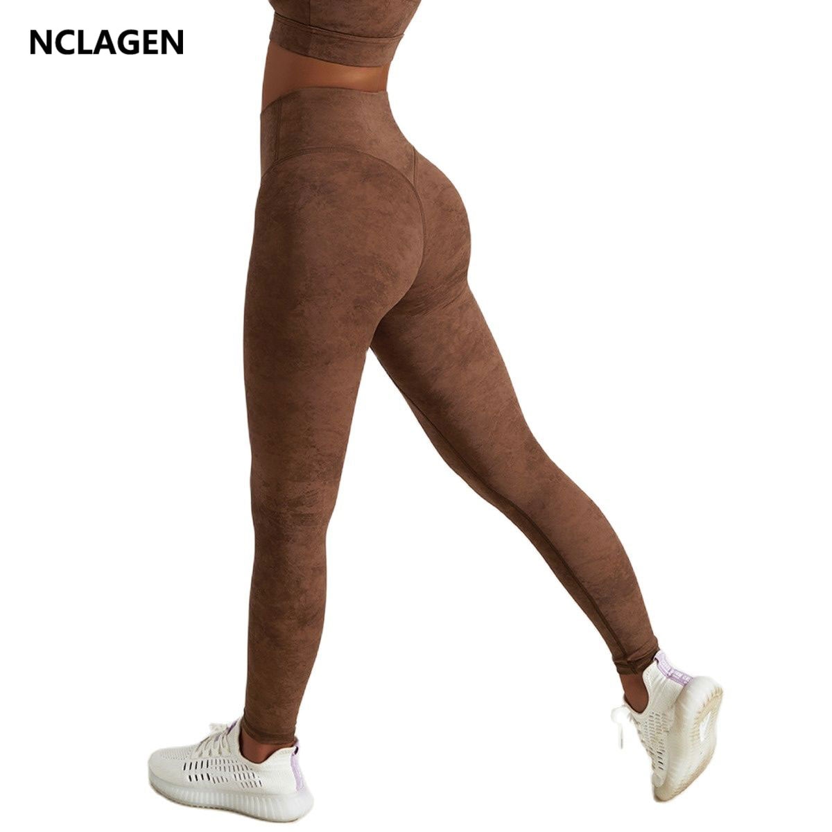 NCLAGEN Yoga Pants Women Running Fitness Leggings GYM High Waist Peach Hip Lifting Nylon Breathable Buttery-Soft Sports Tights